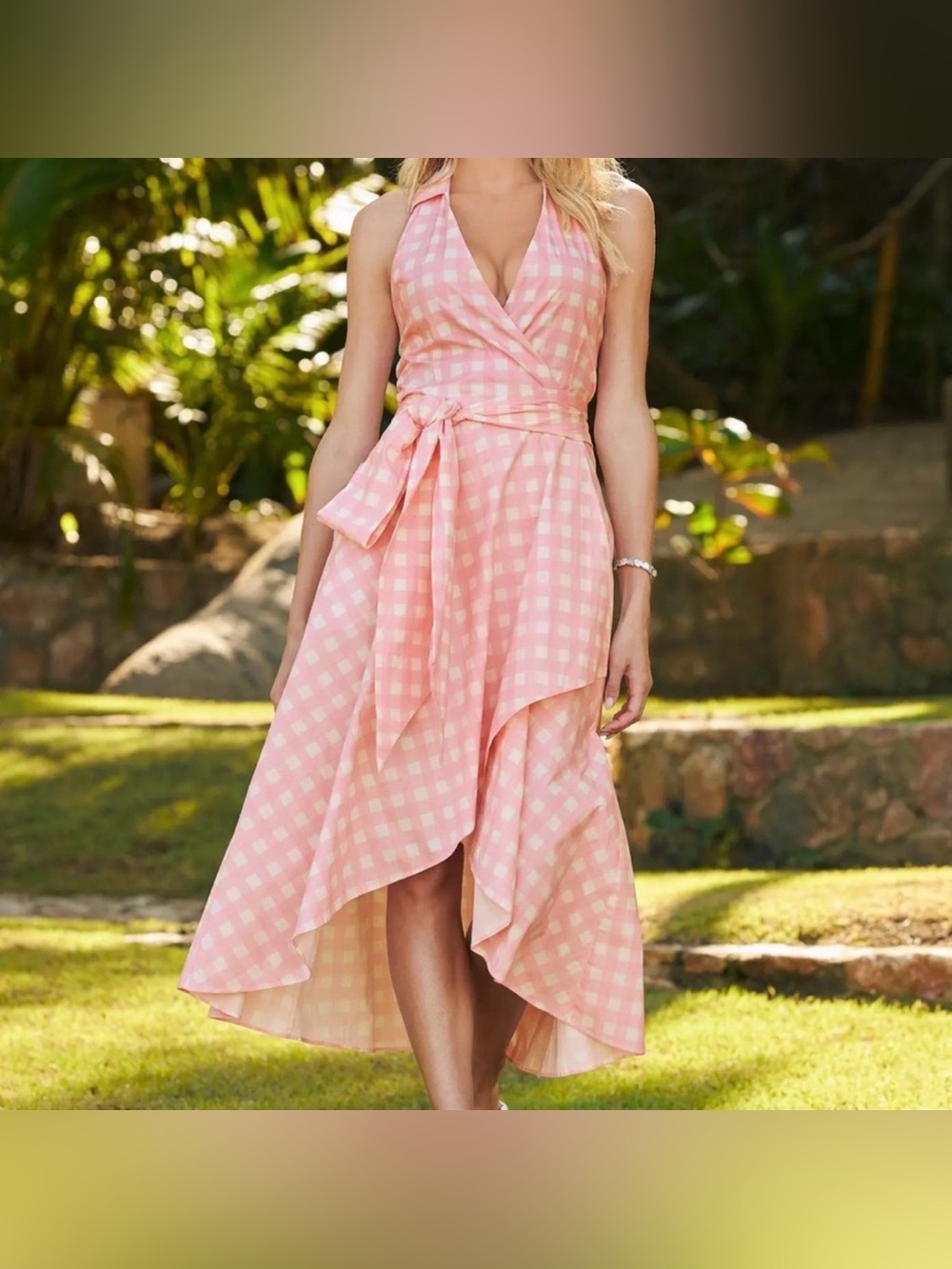 Like new Boston Proper Dress halter gingham cotton Dress Size 6